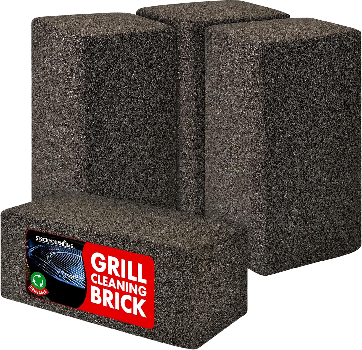 Stock Your Home Grill Cleaning Brick four pack front view showcasing heavy duty griddle blocks.