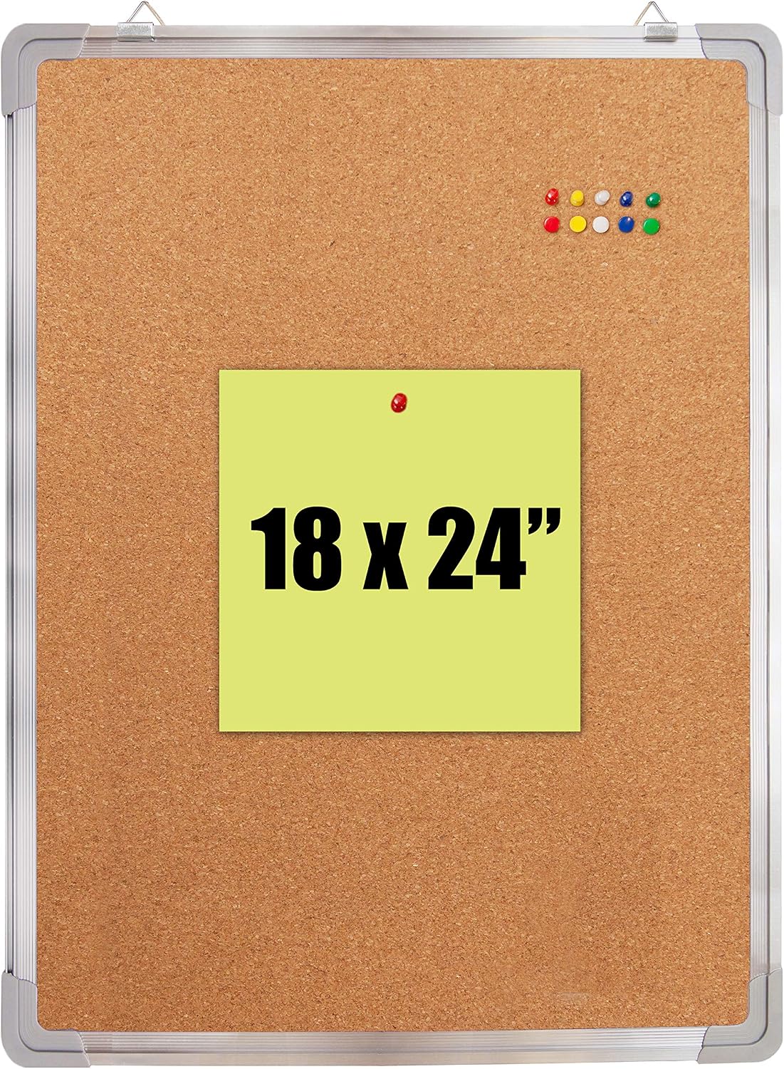 Cork Board 24x24 in, Framed Wall Hanging Bulletin Board with 10 Thumb Tacks | Thumb Tack Board, Pin Board for Wall, Corkboard Message Memo Notice Board with Hooks for Home, Office, Desk and Cubicle - Image 11
