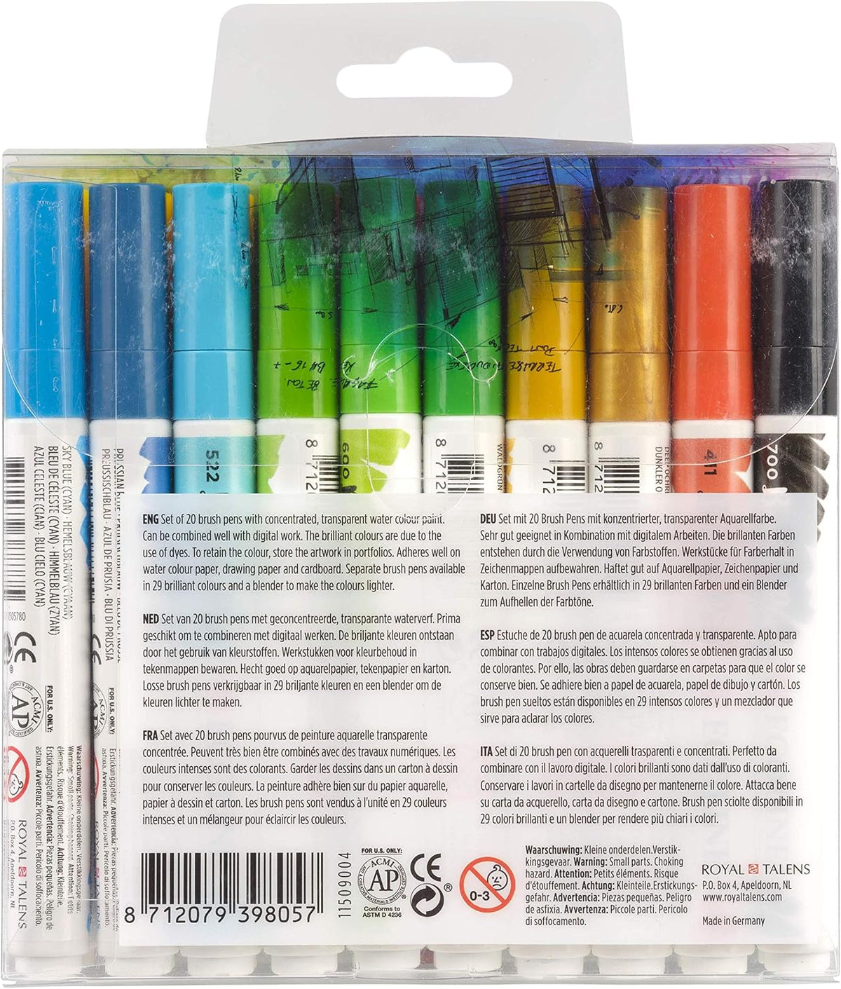 Ecoline liquid watercolor pens demonstrating color blending on paper