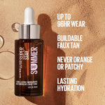 Maybelline Super Stay Summer Shot bottle beside hyaluronic acid text