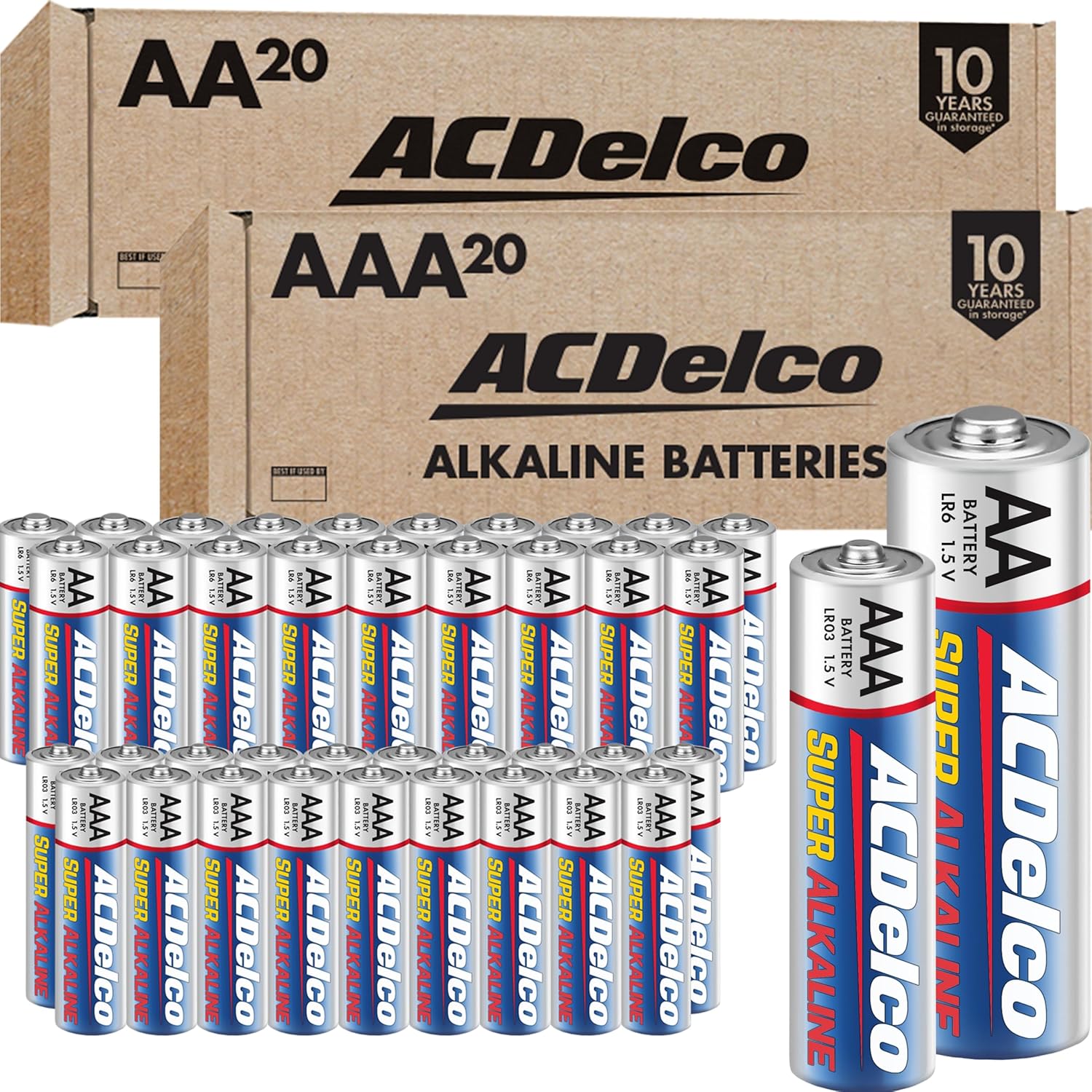 Powermax ACDelco AA and AAA battery combo pack front view showcasing retail packaging