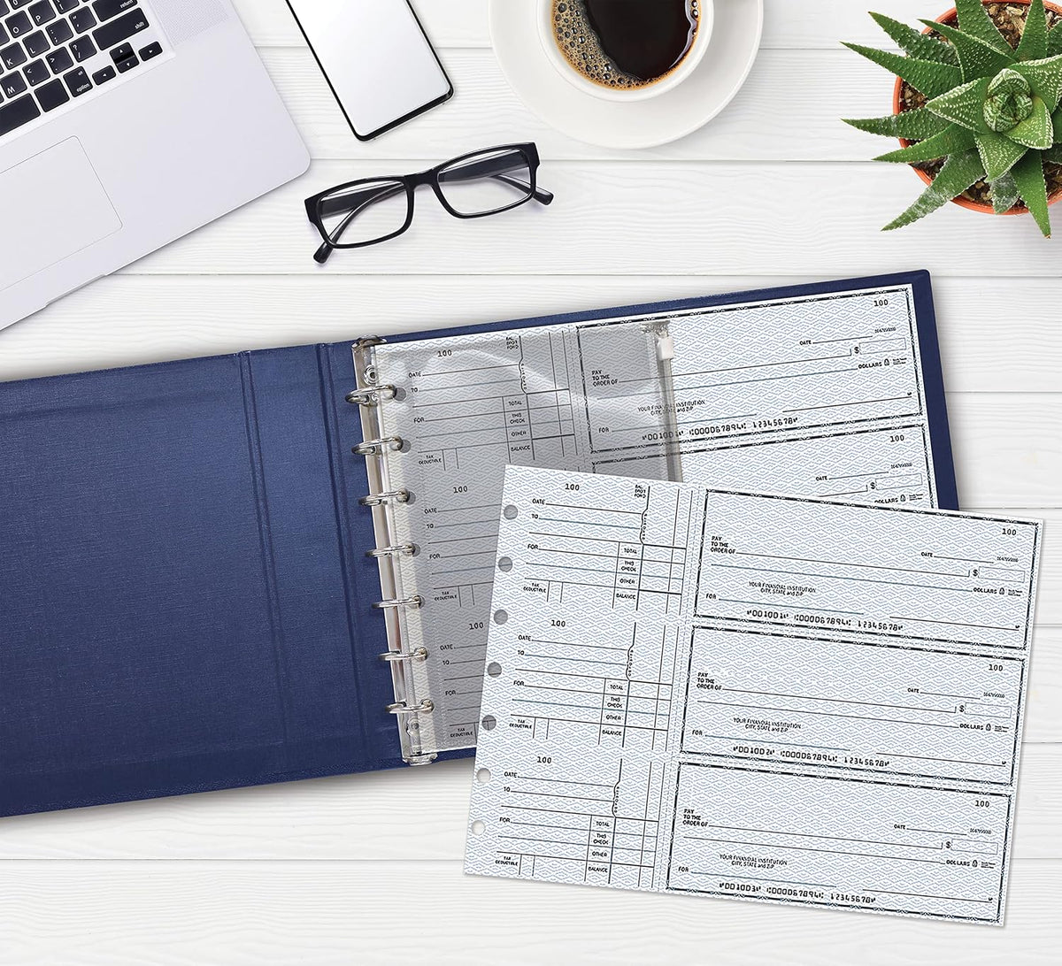 Better Office Products 7-ring check binder angled presentation