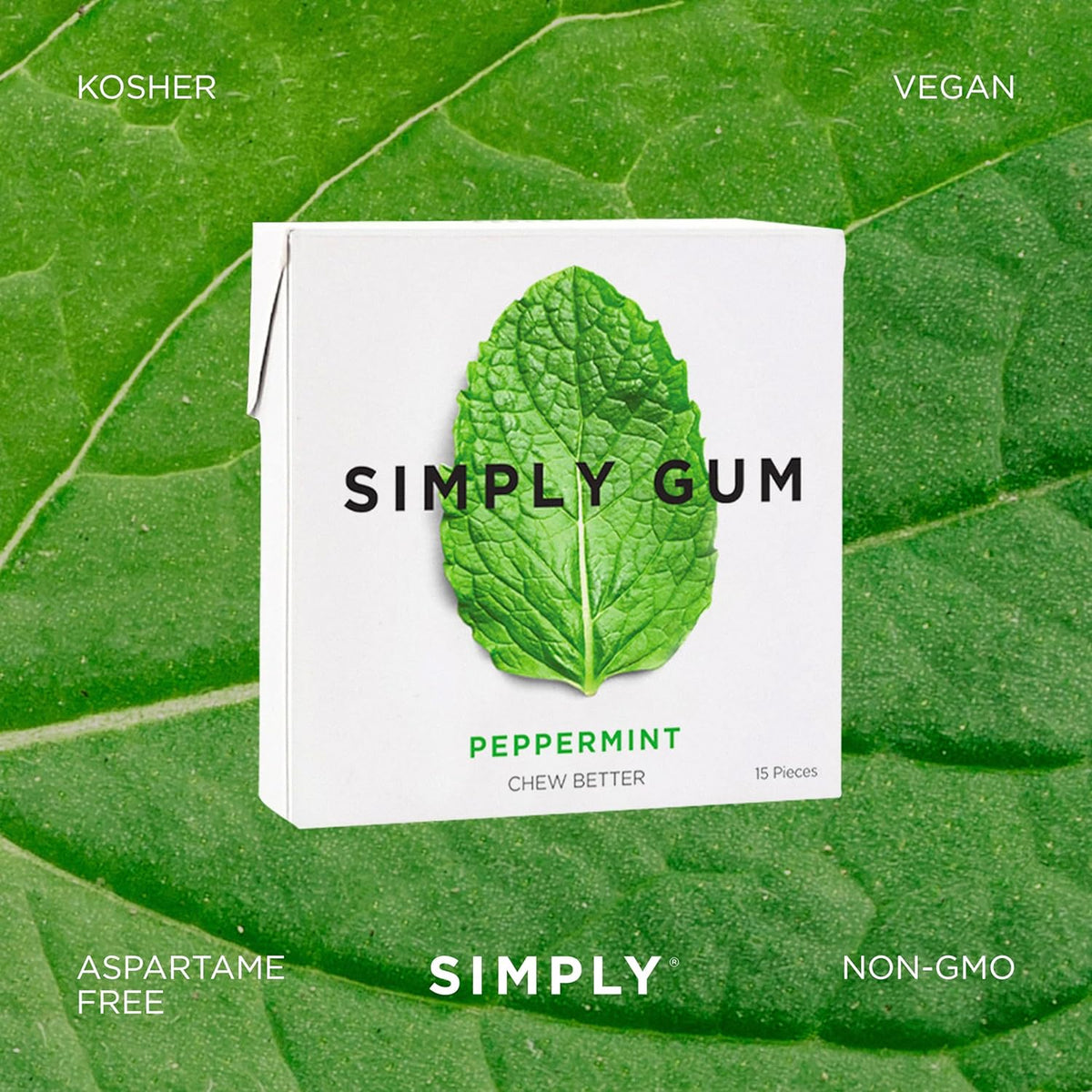 Simply Gum organic peppermint oil infused chewing gum biodegradable pieces