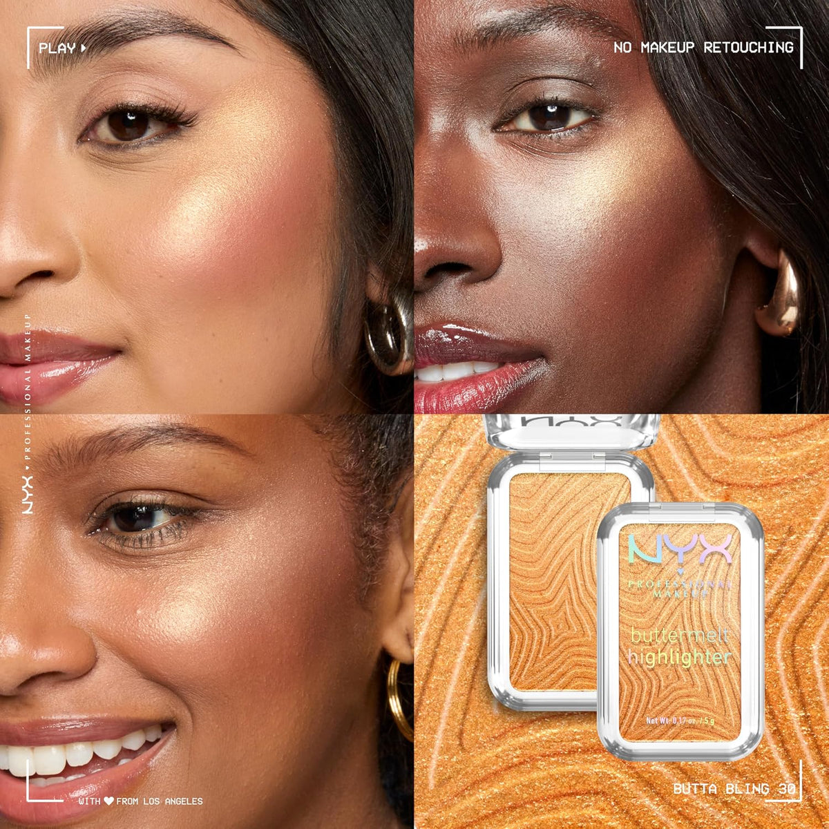 NYX PROFESSIONAL MAKEUP Buttermelt Highlighter, Powder Highlighter Makeup, With Up to 12H Wear and High Impact Glow - 30 Butta Bling (Light Copper) - Image 4