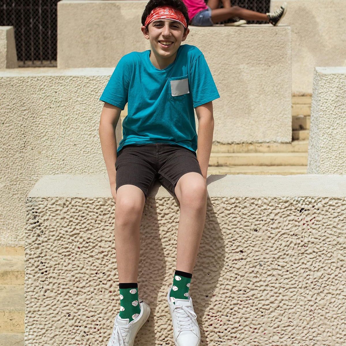 Belloxis athletic socks featuring baseball and basketball patterns