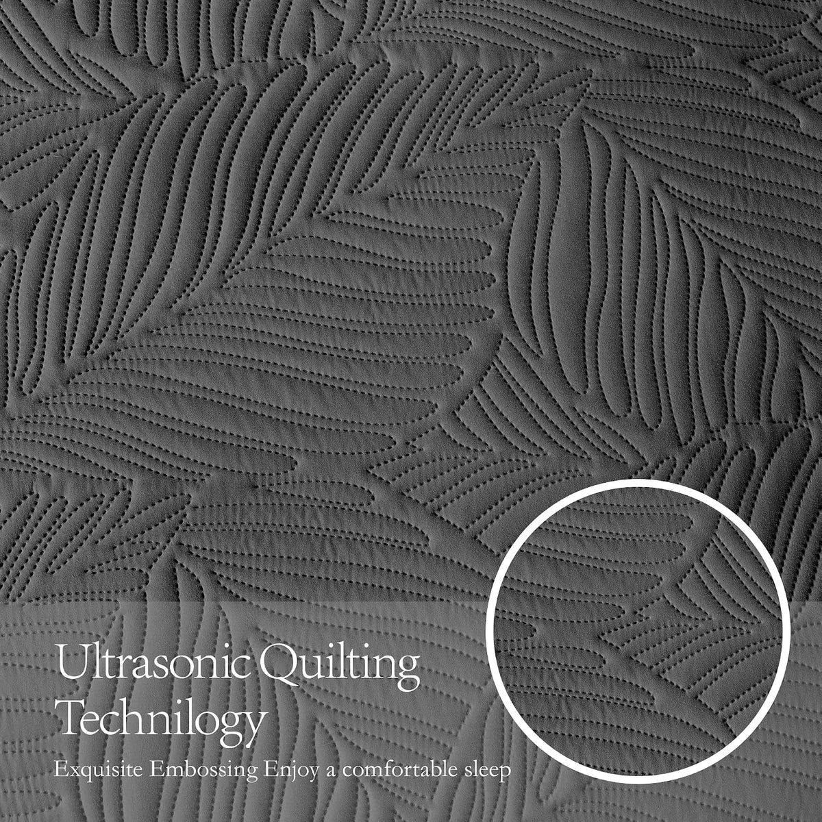 Oarage black quilt fabric texture and stitching view