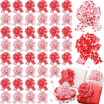 Riceshoot Valentine Day Large Pull Bows Ribbon sixty count pack front view showcasing red and white heart pattern