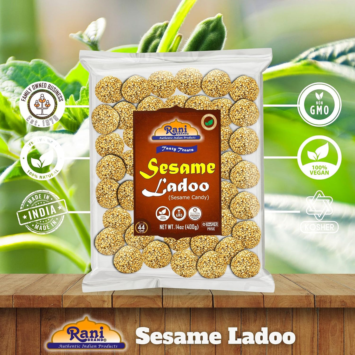 Bite sized healthy roasted sesame seed ladoo treats imported from USA.