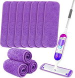 Orighty reusable microfiber mop pads front view showing purple looped fiber texture.