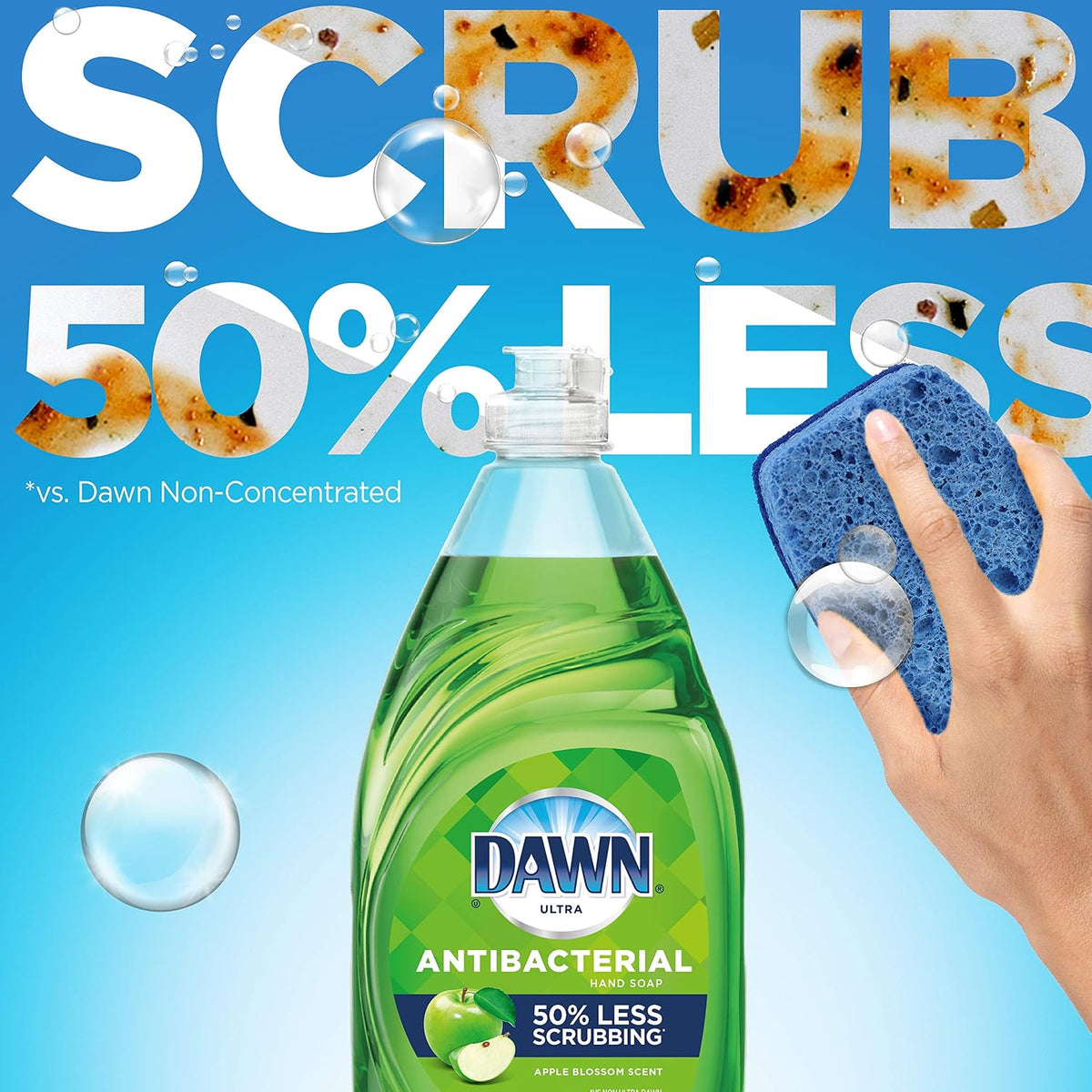 Dawn antibacterial liquid soap side angle packaging