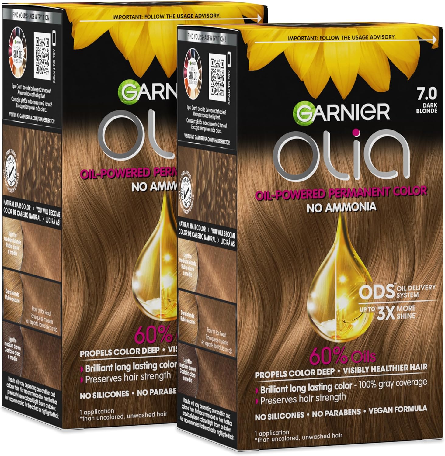 Garnier Olia 7.0 Dark Blonde Permanent Hair Color front view