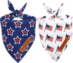 Realeaf American flag dog bandanas front view showing blue star pattern on premium fabric.