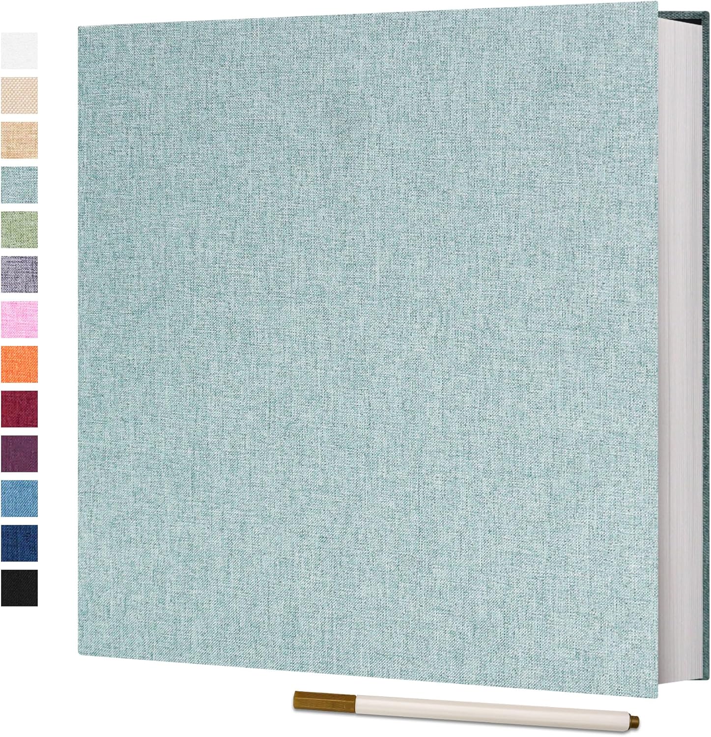 Vienrose photo album self adhesive turquoise front view showing the elegant linen hardcover.