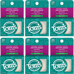 Tom's of Maine Spearmint Antiplaque Flat Floss front view 6-pack for dental hygiene.