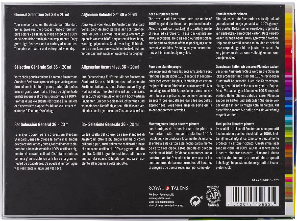 General selection acrylic paint set color swatches