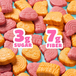 SmartSweets low calorie candy displaying natural fruit and vegetable juice coloring.
