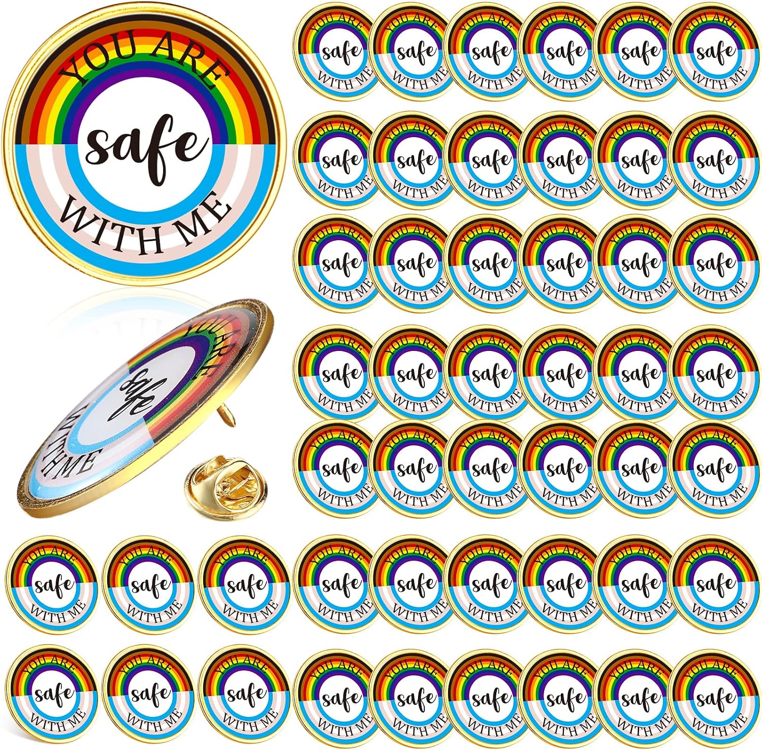 Junkin You Are Safe with Me enamel pin front view