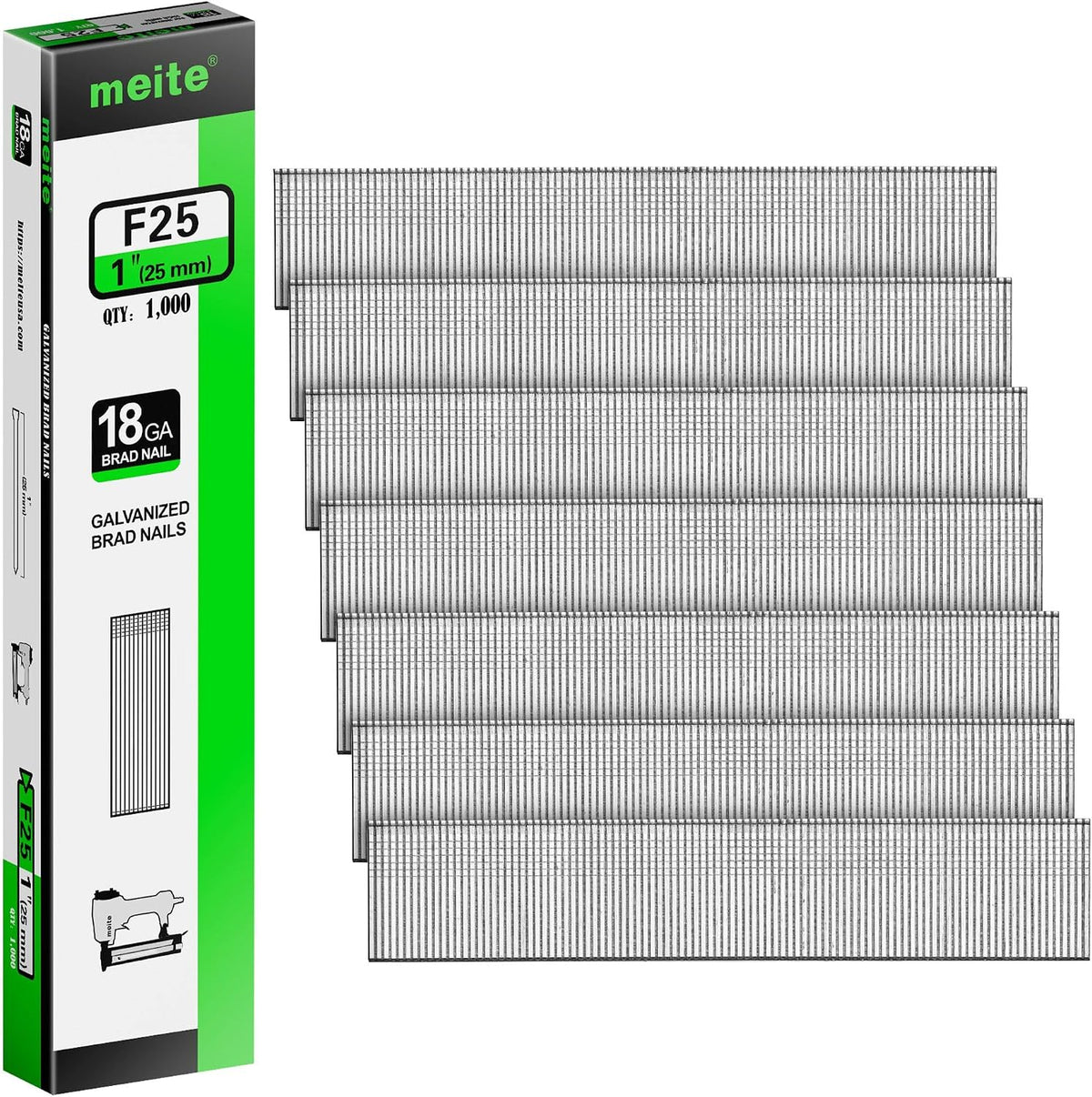 meite 18 Gauge Brad Nails, 1-1/2 Inch 18GA Brad Nails 1,000 Pcs | Galvanized Small Finishing Nail Gun Nails for Pneumatic, Electric Brad Nailer Gun - Image 10