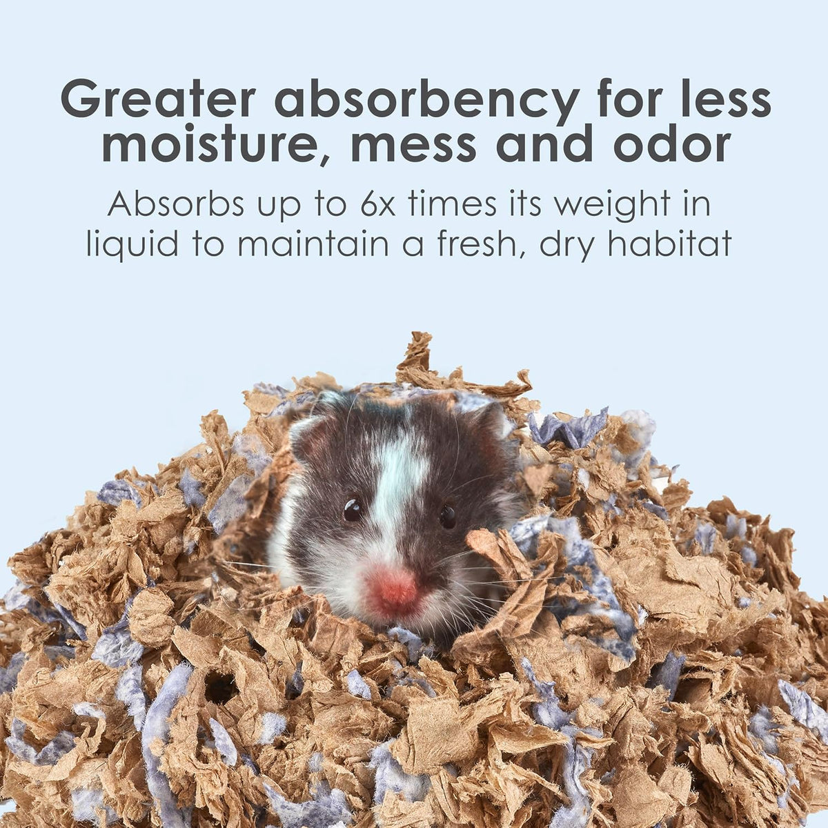 Kaytee clean and cozy bedding absorption demonstration graphic