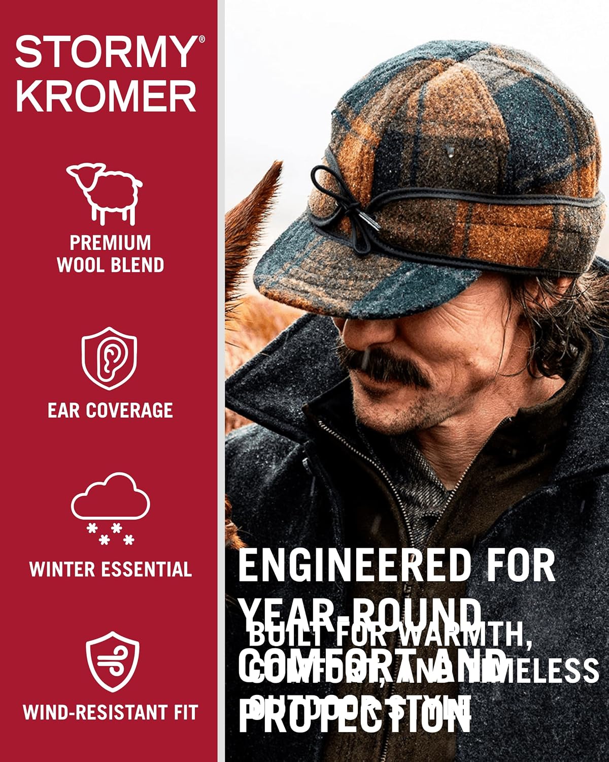 Stormy Kromer wool blend winter hat side profile