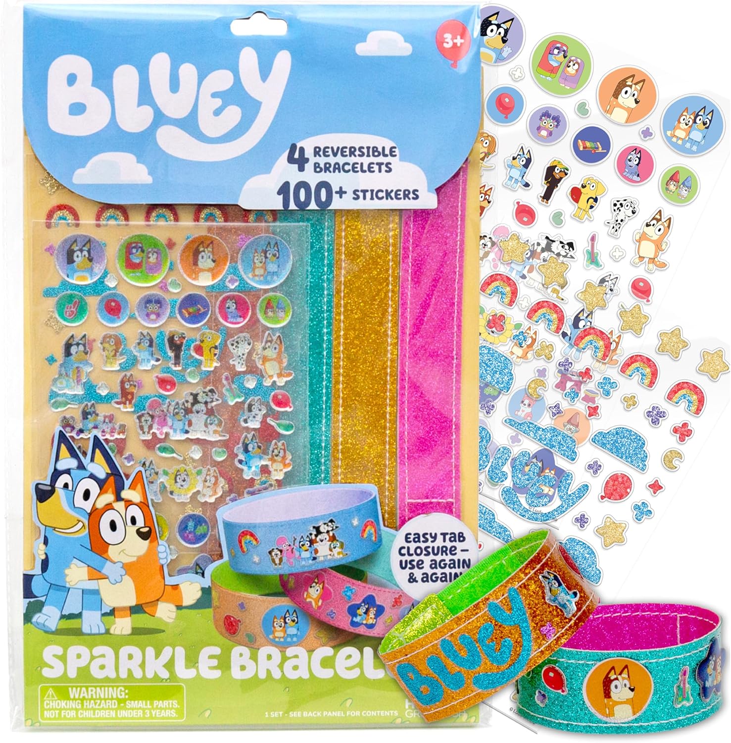 Horizon Group USA Bluey Sparkle Bracelet Making Kit retail packaging front view showing character designs.