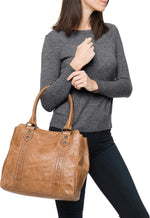 FRYE Melissa Tote antique pull-up leather side profile