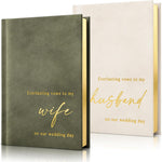 Zicoto velvet wedding vow books set with gold foil lettering