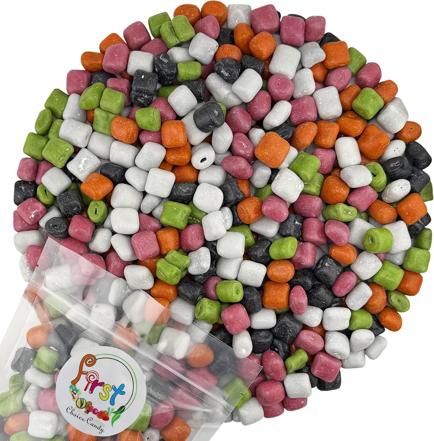 FirstChoiceCandy Licorice Hollows assorted colors front view of resealable candy bag.