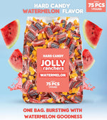 Watermelon Jolly Rancher candy pile in a glass bowl
