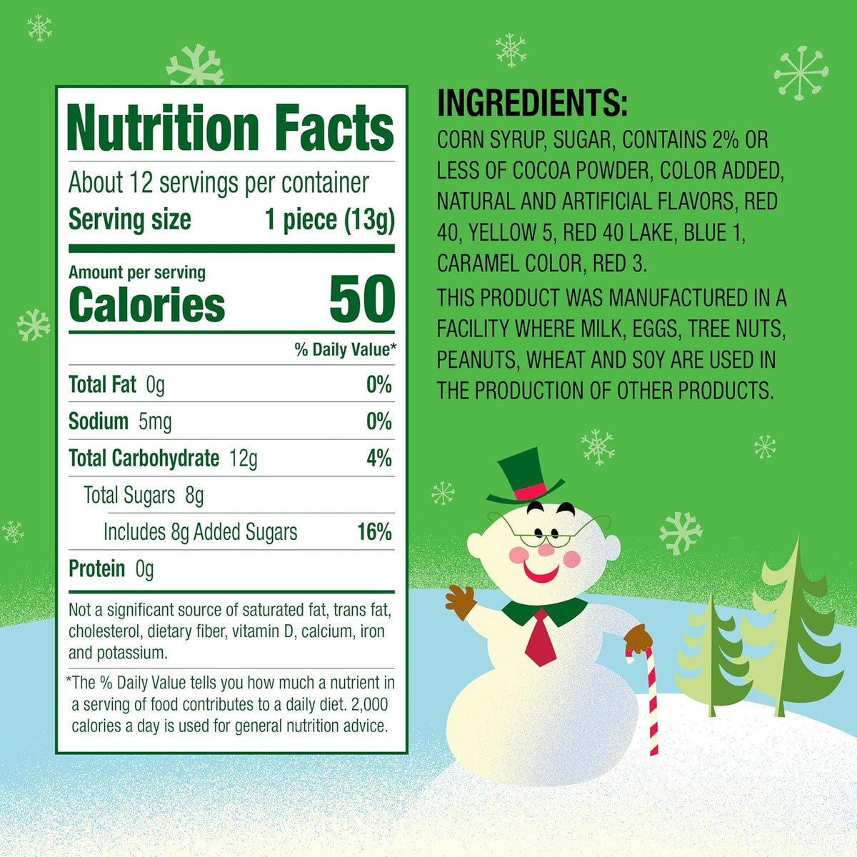 Brach's Elf Holiday Candy Canes twelve count packaging details.