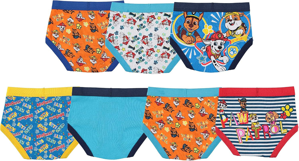 Paw Patrol character printed briefs flat lay display