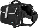 PetAmi Dog Backpack front view showcasing the black tactical harness design on a medium breed