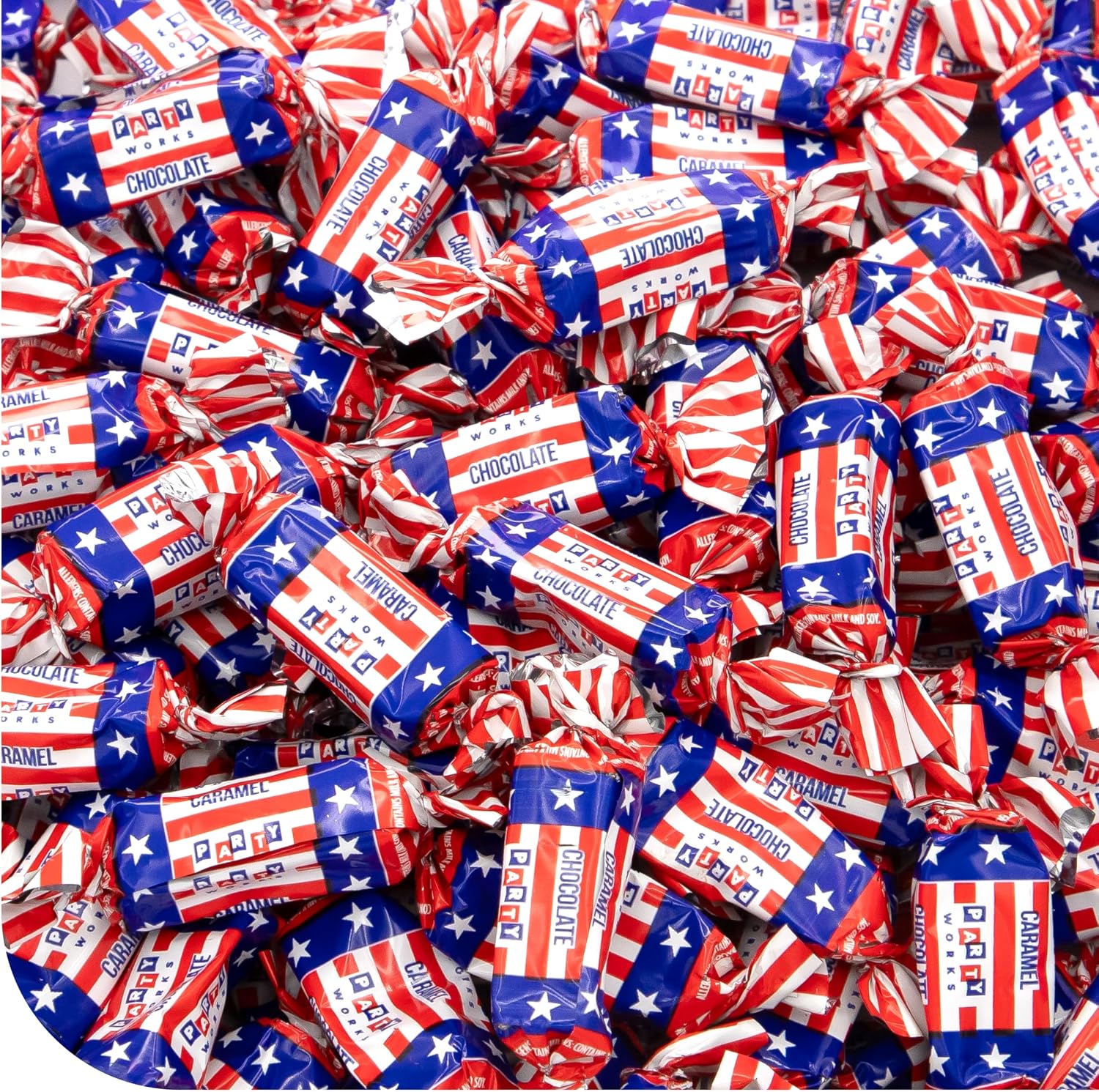 CrazyOutlet Patriotic Chocolate Flavored Caramels front bag view import