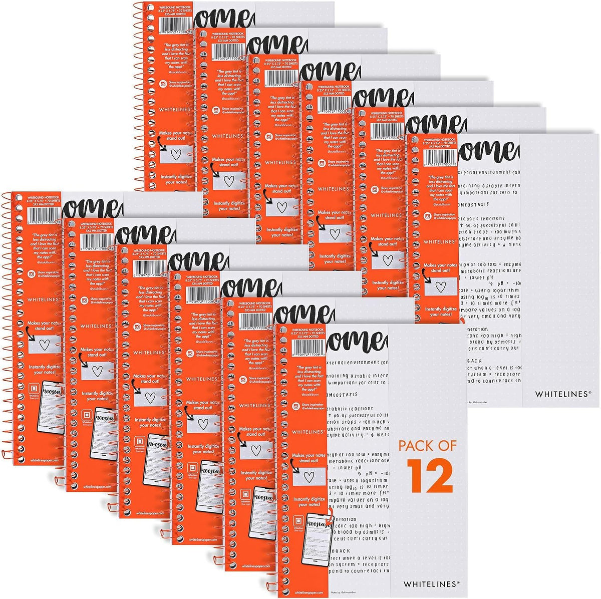 ROARING SPRING Whitelines Spiral Graph Ruled Notebook, Digitally Download Your Notes with FREE App, Premium Gray Paper, 11" x 8.5" 70 Sheets - Image 12
