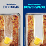 Dawn dishwashing liquid spray applying foam to cookware