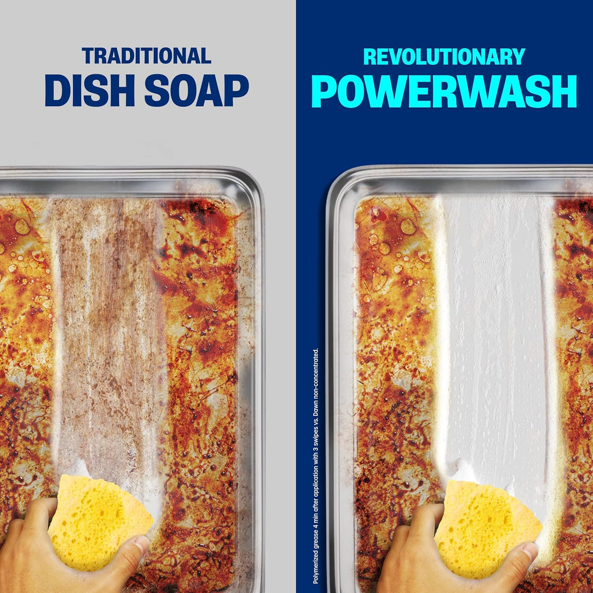Dawn dishwashing liquid spray applying foam to cookware