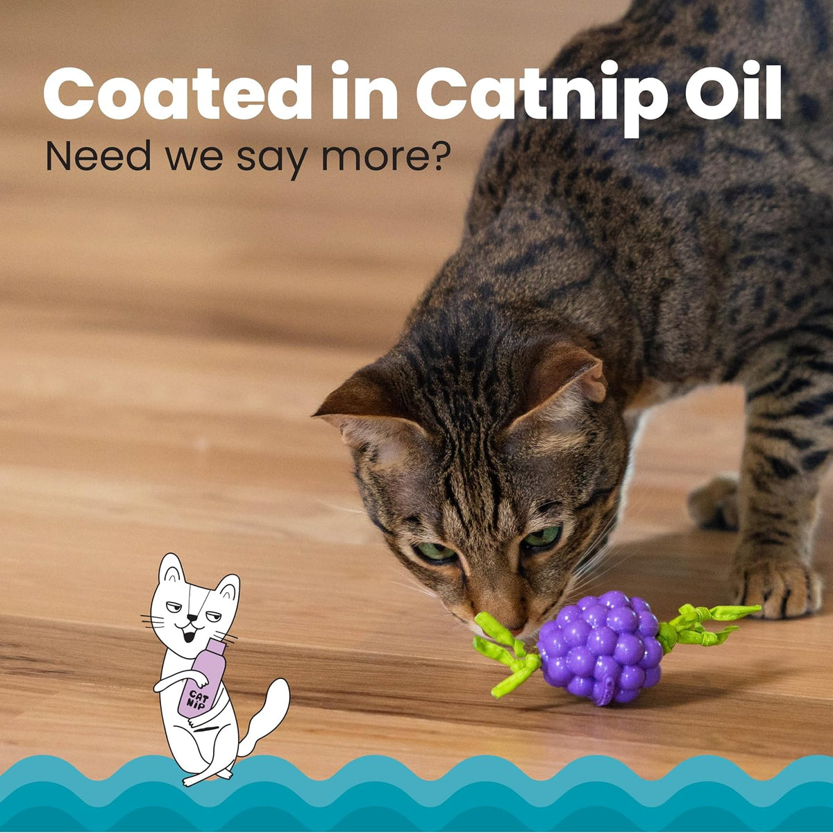 Catstages Bouncing Grape Teether toy displayed for kittens