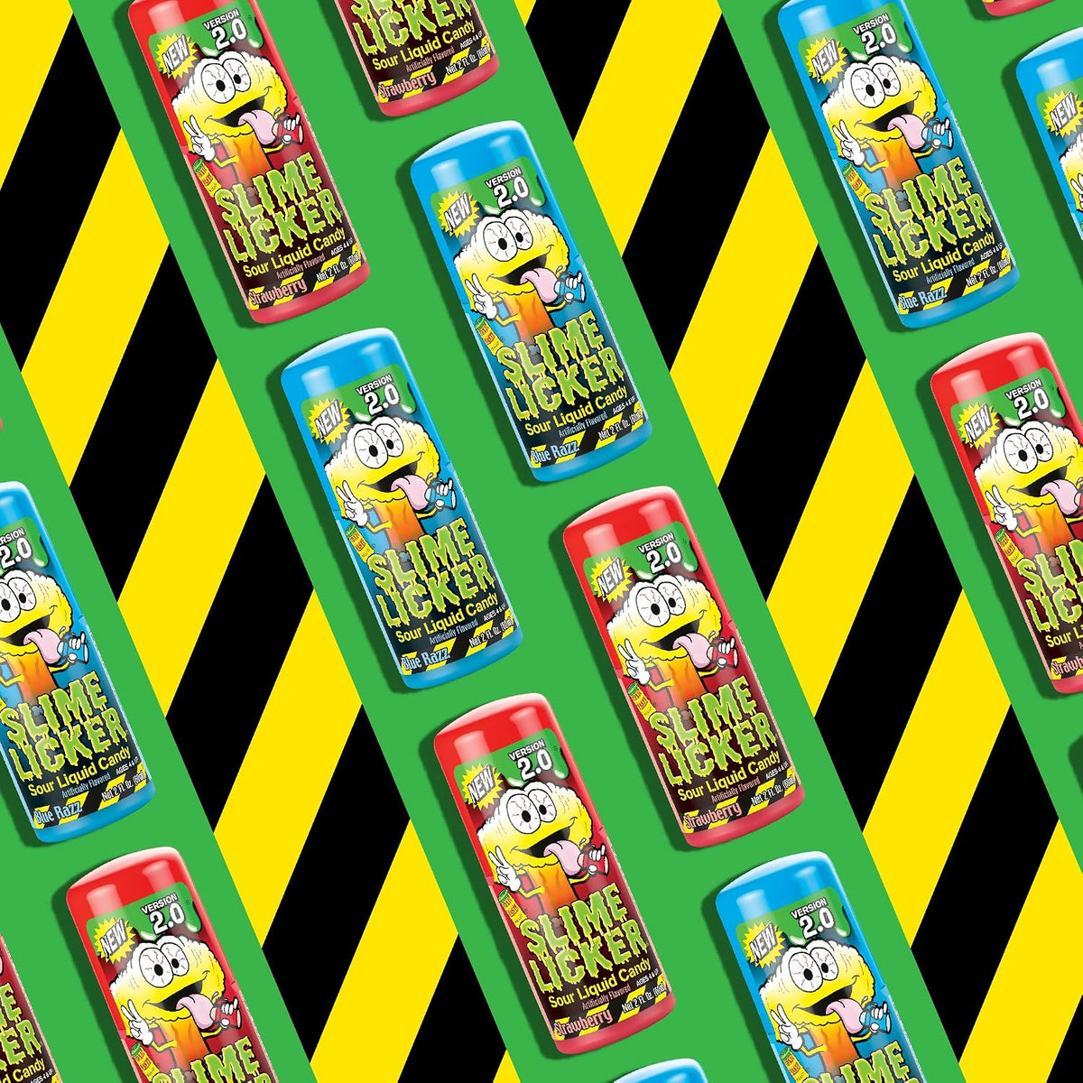 Blue Raspberry and Strawberry variant pack of imported American sour candies against a white background