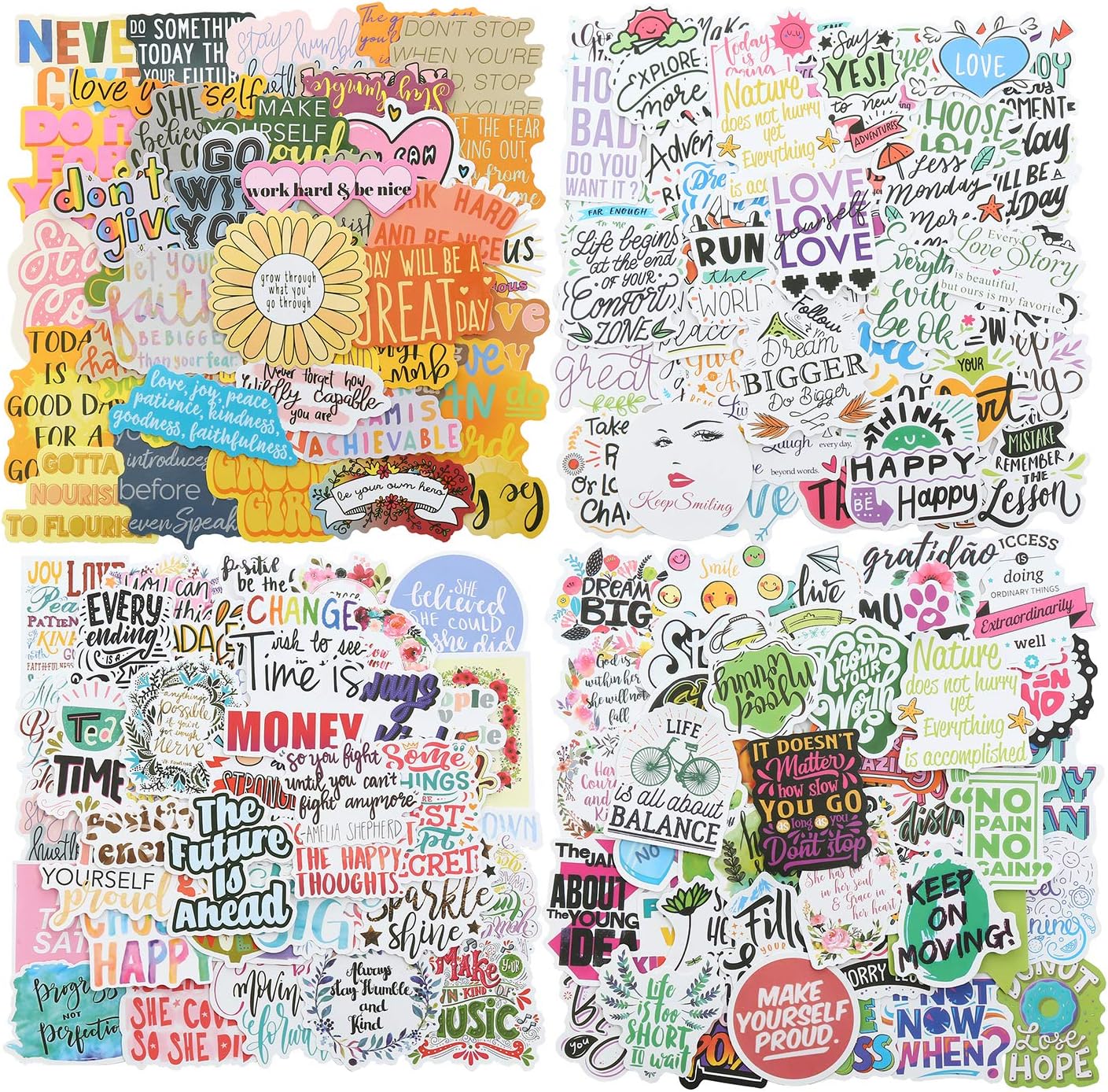 Yomela motivational quote stickers front view of assorted positive affirmation vinyl decals