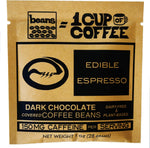 Edible Espresso Dark Chocolate Covered Coffee Beans front view of the packaging for natural energy snack.