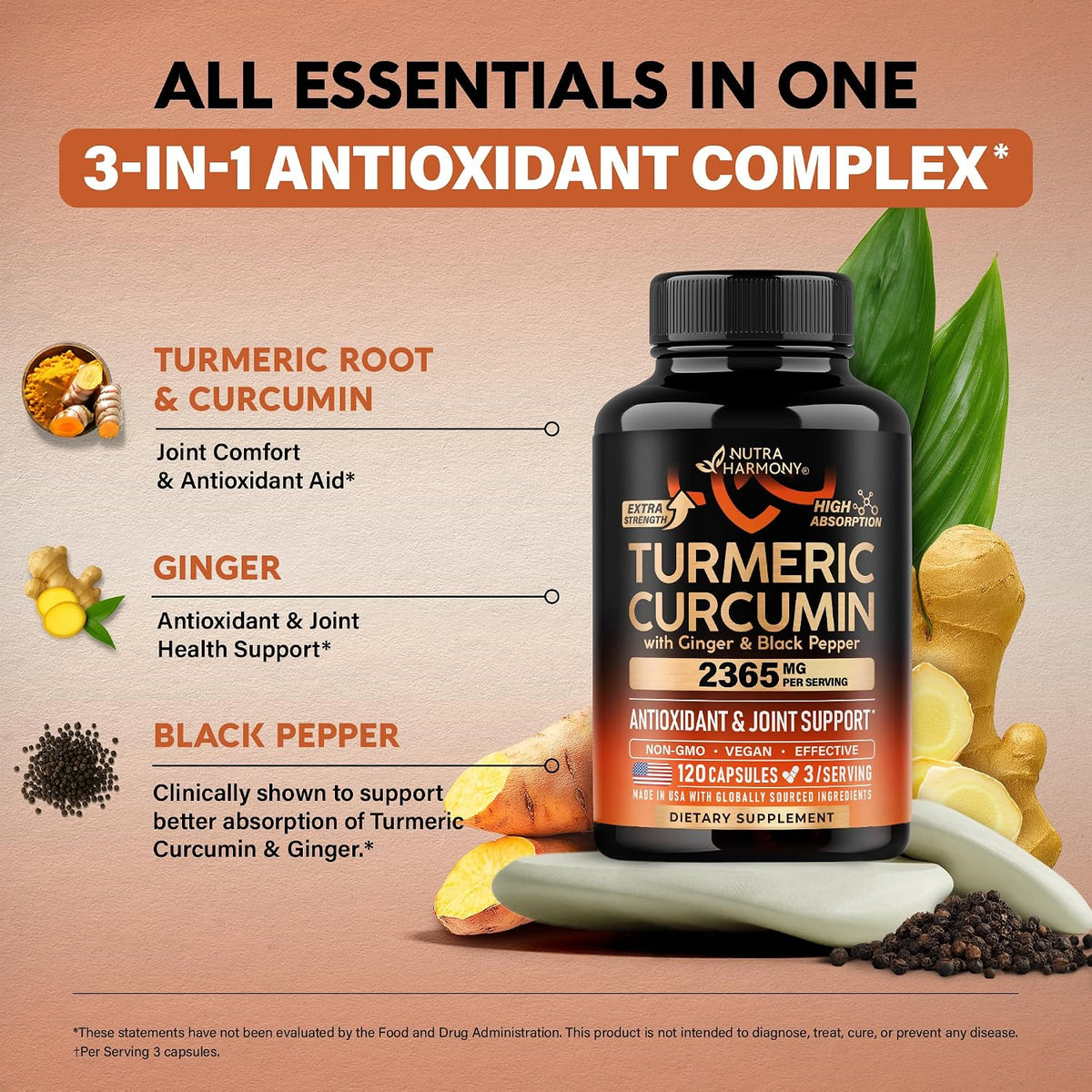 NutraHarmony turmeric curcumin sealed bottle safety cap detail