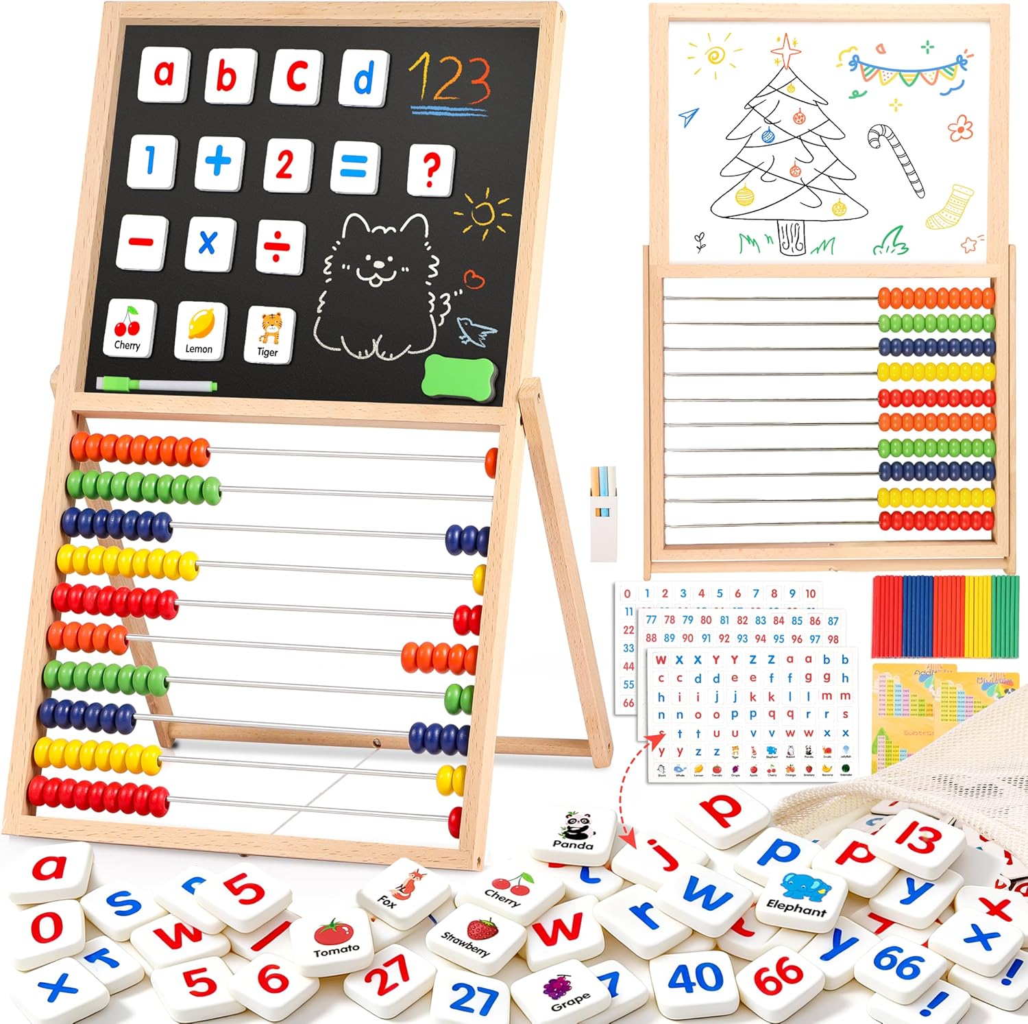 Innocheer magnetic letters and numbers set front view on wooden easel