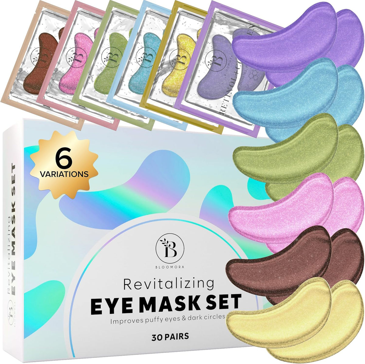 Bloomora variety under eye patches front view packaging