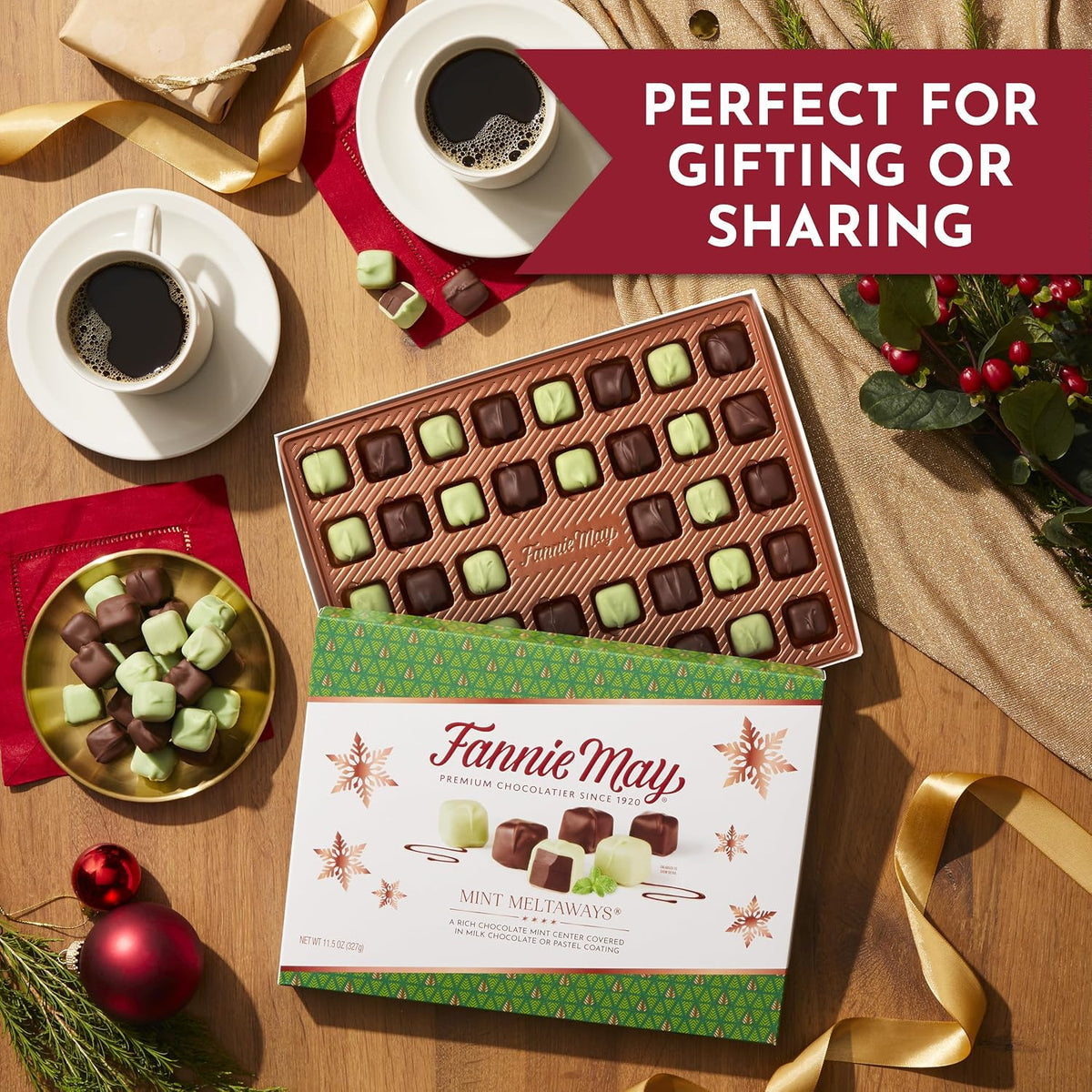 Fannie May kosher certified mint chocolate holiday candy box