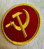 Stylized view of communist novelty patch on jacket