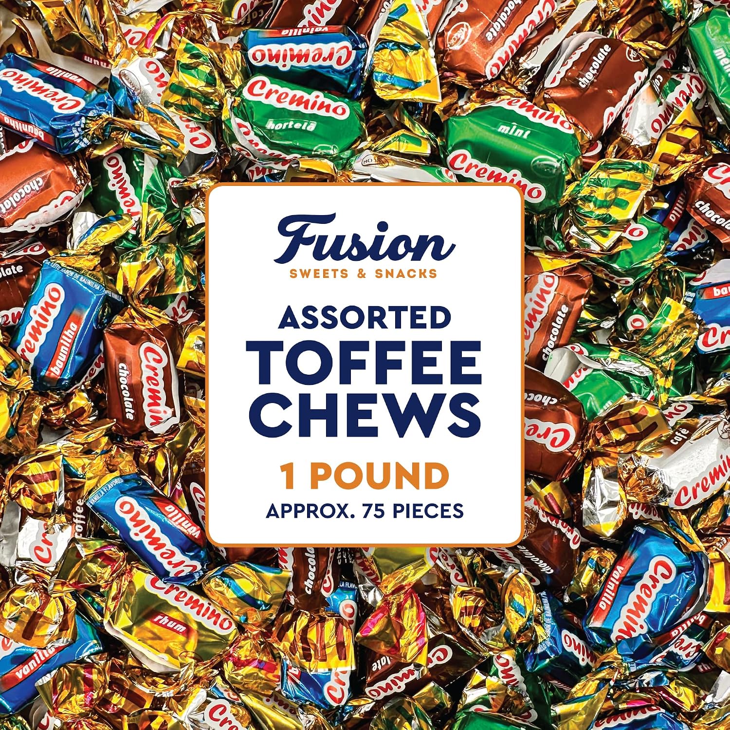 Fusion Sweets And Snacks assorted toffee candy bulk bag front view showing mixed flavors