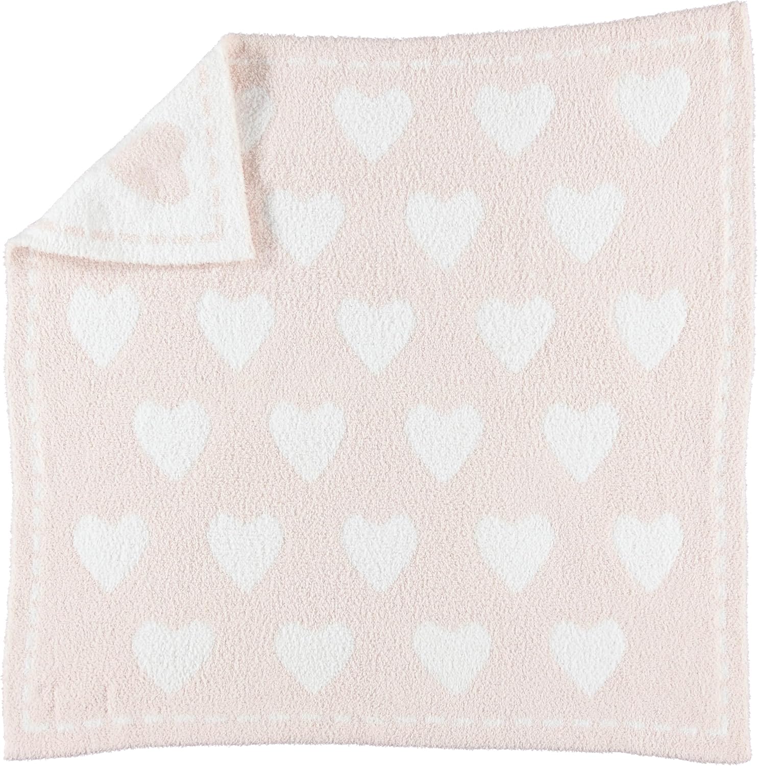 Barefoot Dreams CozyChic Dream Receiving Baby Blanket, Ultra Soft Plush Microfiber Baby Blankets for Boys and Girls, Lightweight Cozy Comfort, Machine Washable, 30" x 30", Pink-White Hearts - Image 1