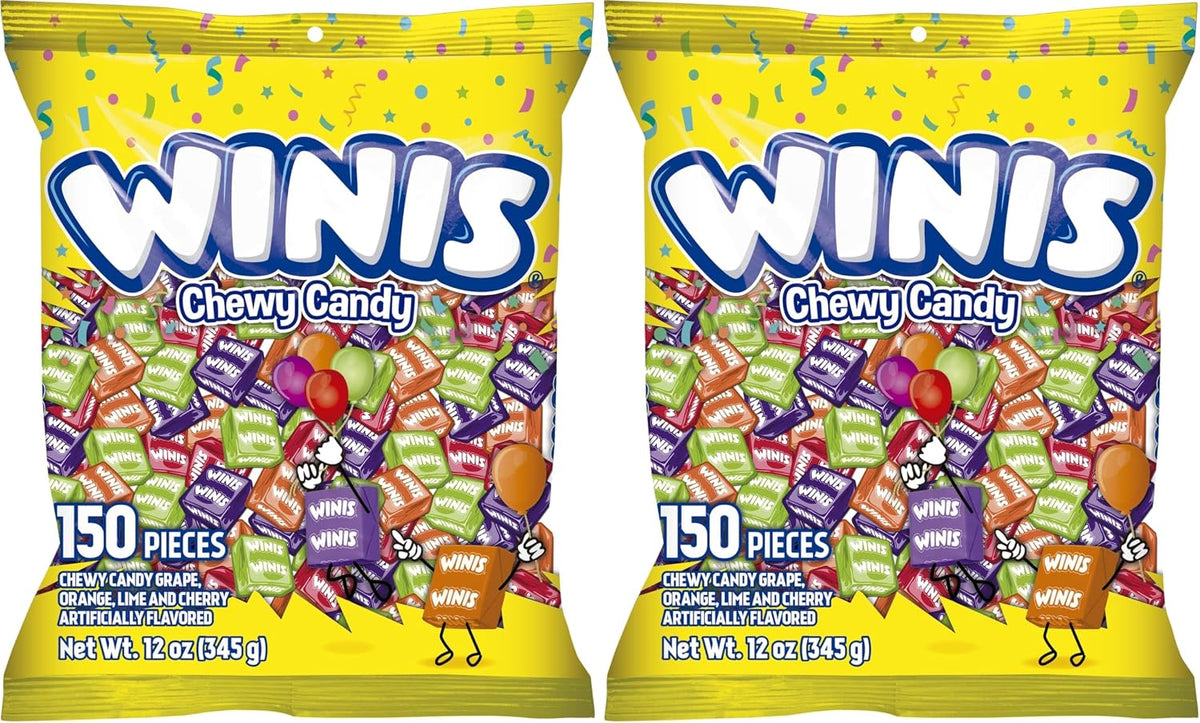 Winis Original Variety Bag chewy candy pieces spread out