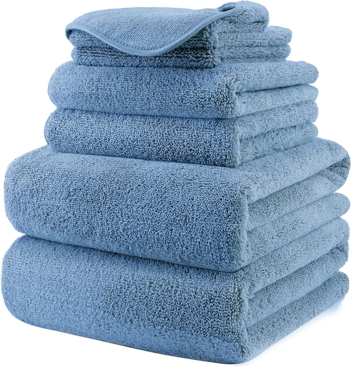 POLYTE 410 GSM Poly Blend Microfiber Quick Dry Bath Towel Set of 6 Pieces | 2-Body Towels, 2-Hand Towels, 2-Wash cloths, Oversize, Lint Free - Image 10