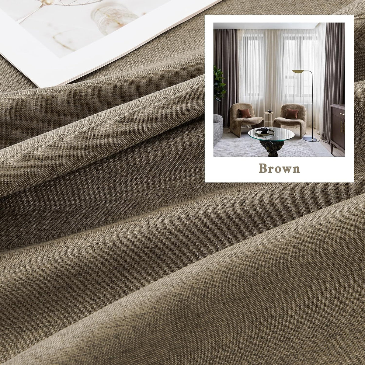 Dualife blackout curtains close up showing the detailed triple weave linen texture